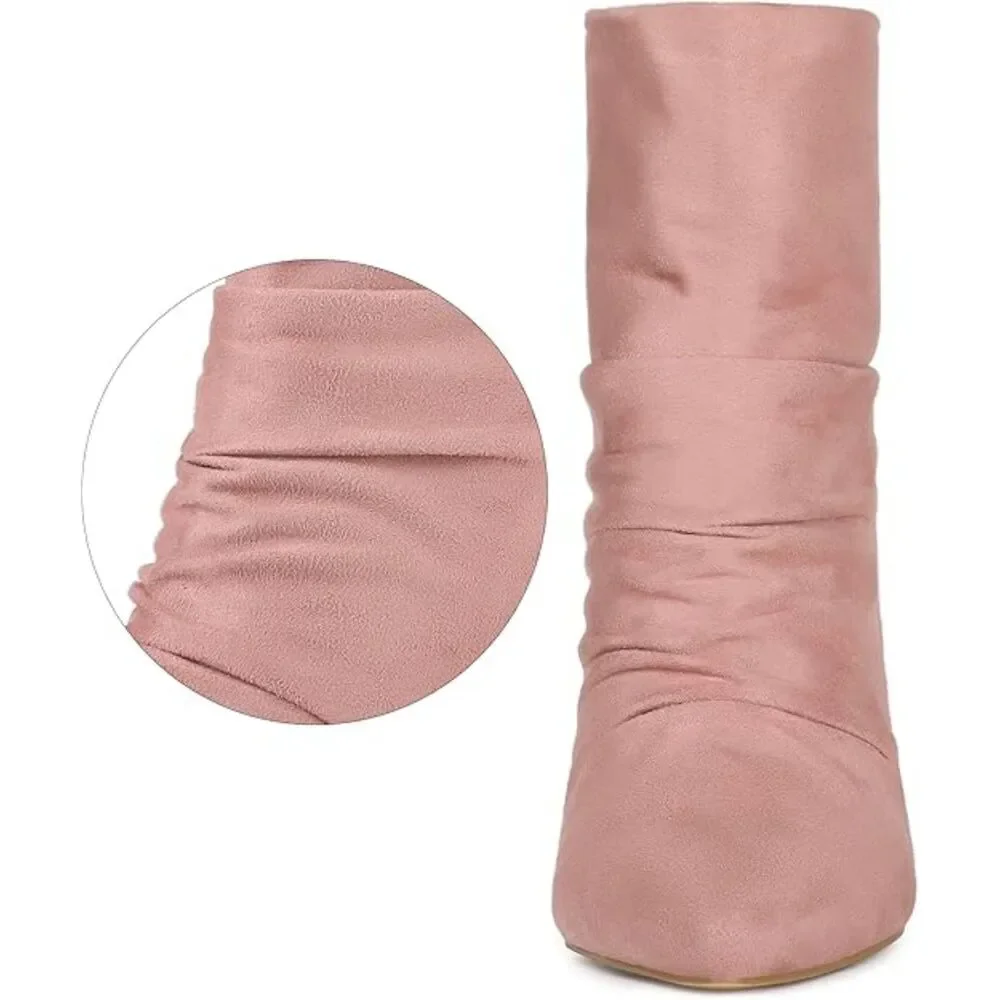 Allegra K Dust Pink Slouch Ankle Boots 8 Box & Dust Bags EUC